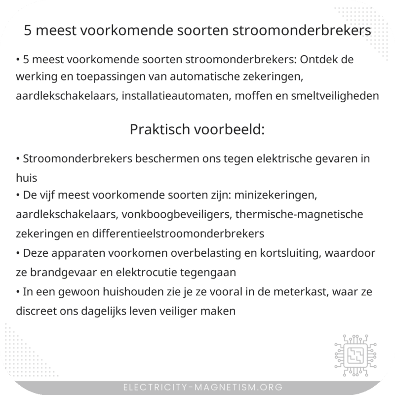 5 meest voorkomende soorten stroomonderbrekers