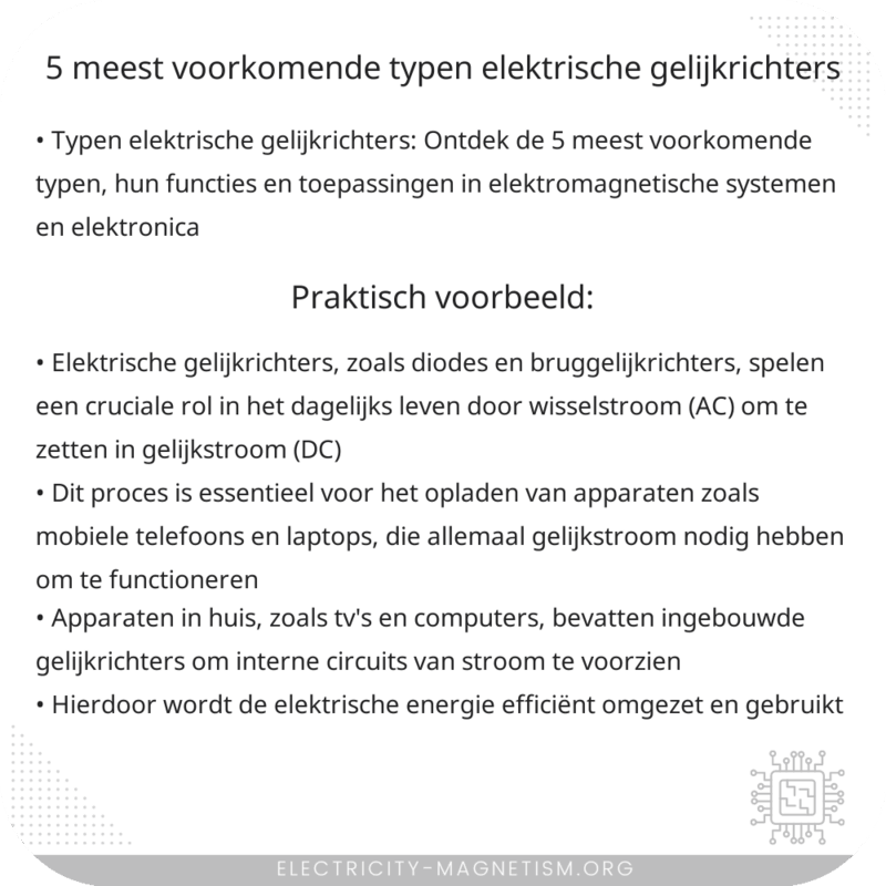 5 meest voorkomende typen elektrische gelijkrichters