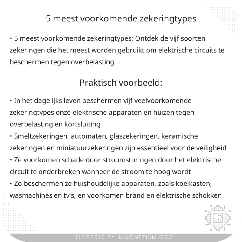 5 meest voorkomende zekeringtypes