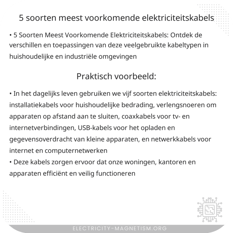 5 Soorten Meest Voorkomende Elektriciteitskabels