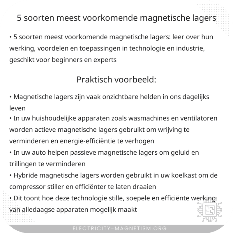 5 soorten meest voorkomende magnetische lagers