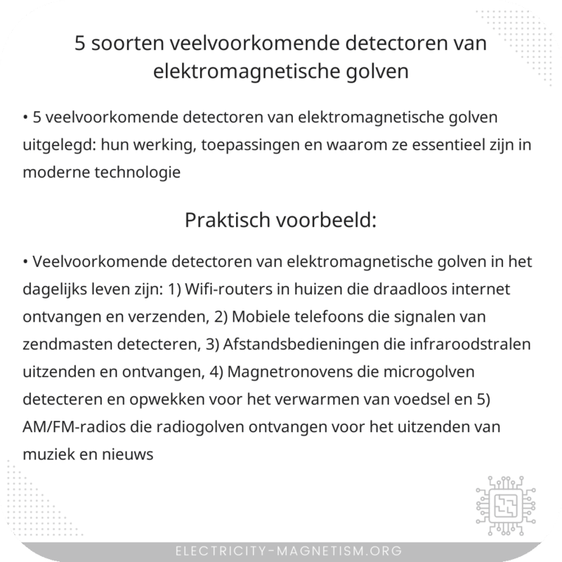 5 soorten veelvoorkomende detectoren van elektromagnetische golven