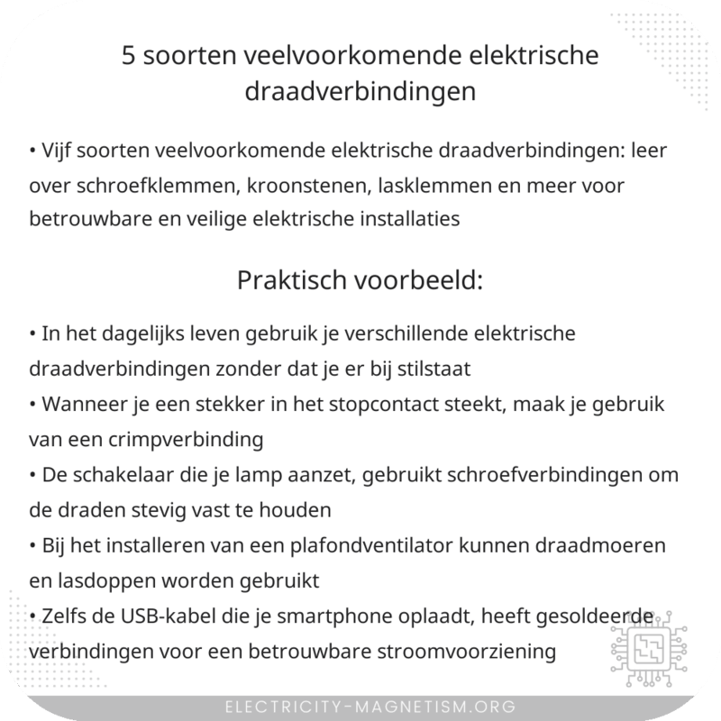 5 Soorten Veelvoorkomende Elektrische Draadverbindingen