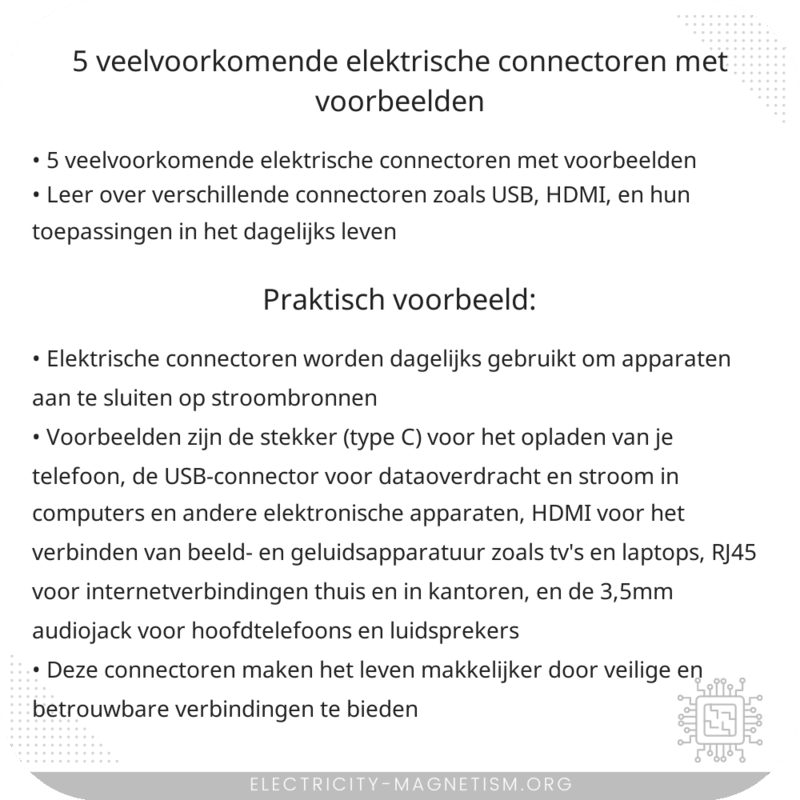 5 Veelvoorkomende Elektrische Connectoren Met Voorbeelden