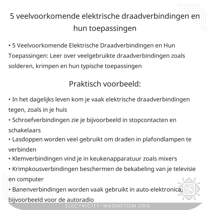 5 Veelvoorkomende Elektrische Draadverbindingen en Hun Toepassingen