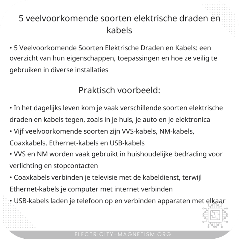 5 Veelvoorkomende Soorten Elektrische Draden en Kabels