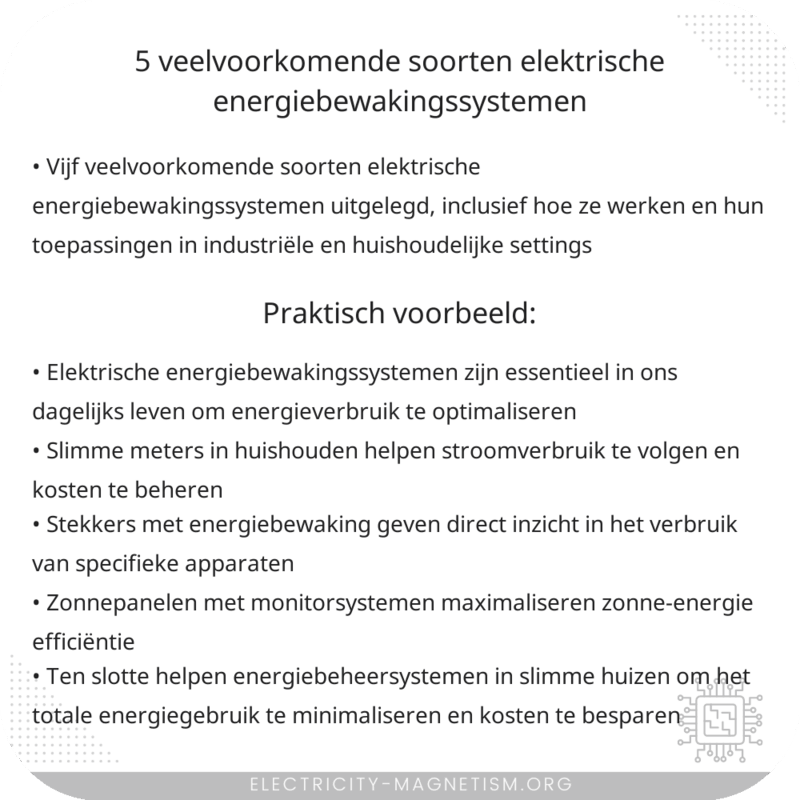 5 Veelvoorkomende Soorten Elektrische Energiebewakingssystemen