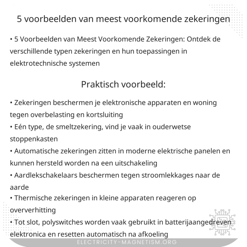 5 Voorbeelden van Meest Voorkomende Zekeringen