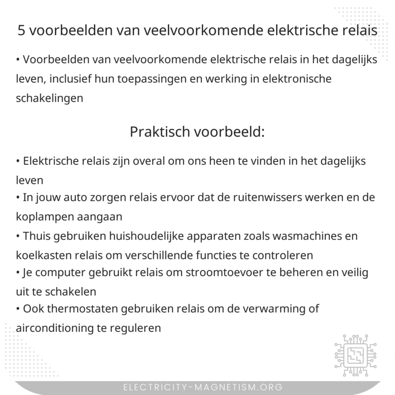 5 Voorbeelden van Veelvoorkomende Elektrische Relais