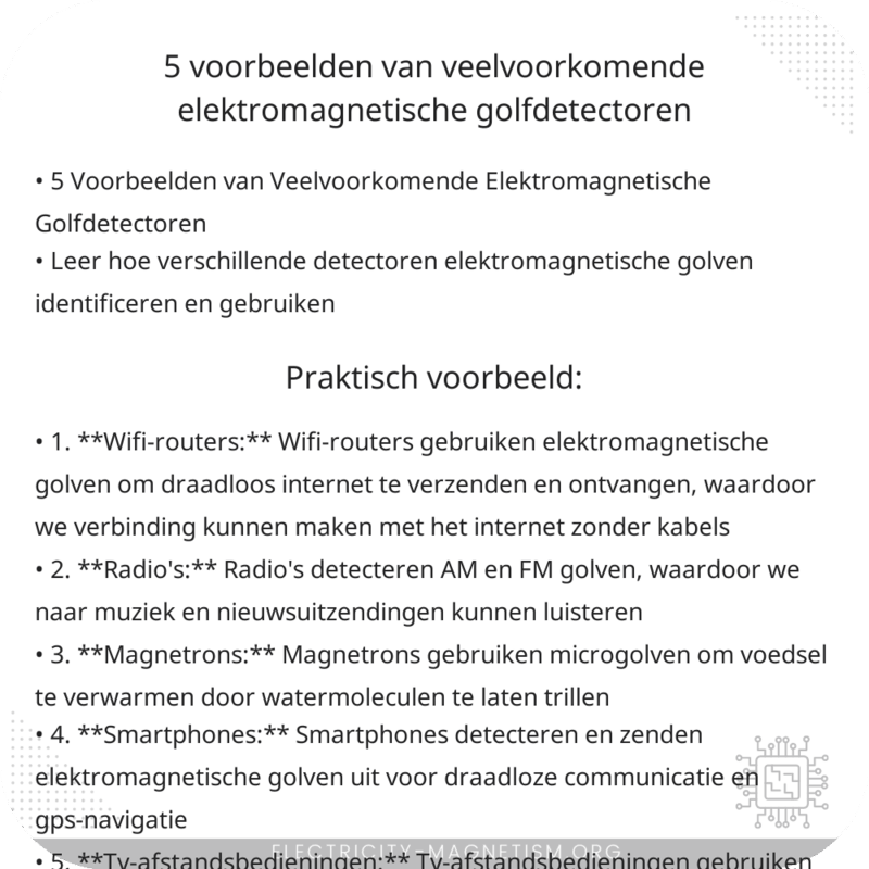 5 Voorbeelden van Veelvoorkomende Elektromagnetische Golfdetectoren