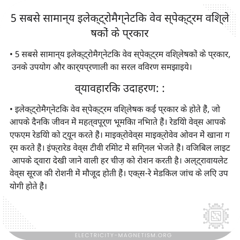 5 सबसे सामान्य इलेक्ट्रोमैग्नेटिक वेव स्पेक्ट्रम विश्लेषकों के प्रकार