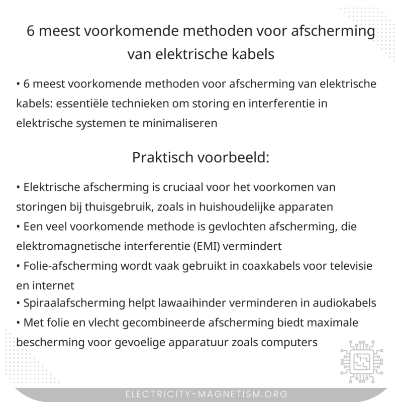 6 meest voorkomende methoden voor afscherming van elektrische kabels