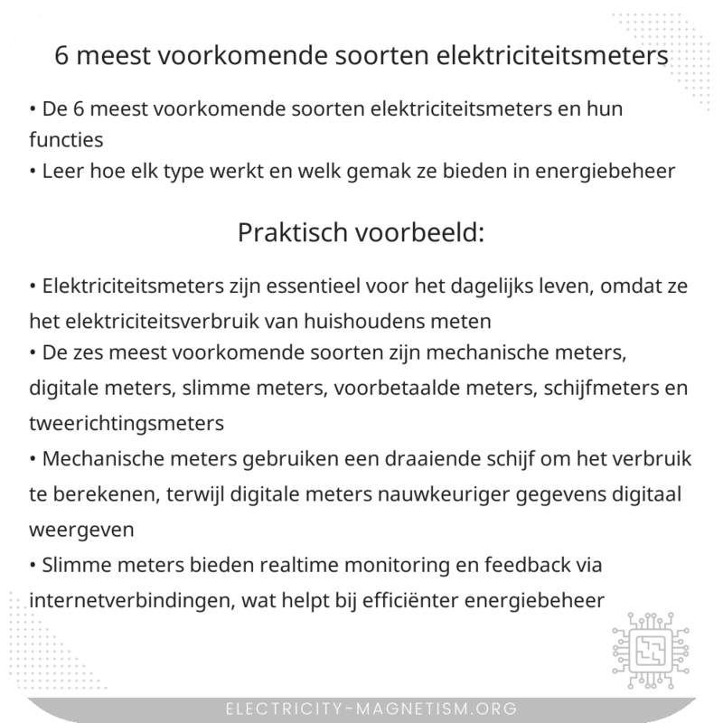 6 meest voorkomende soorten elektriciteitsmeters