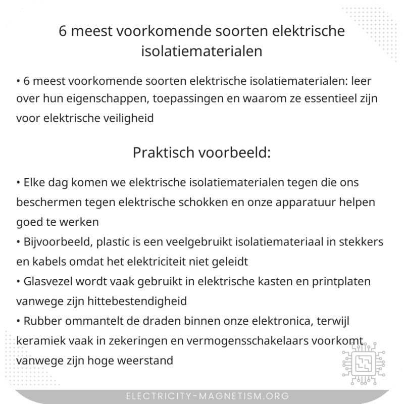 6 meest voorkomende soorten elektrische isolatiematerialen