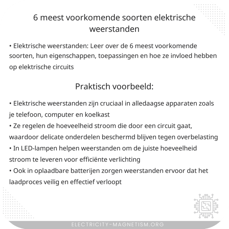 6 Meest Voorkomende Soorten Elektrische Weerstanden