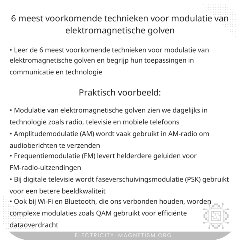 6 meest voorkomende technieken voor modulatie van elektromagnetische golven