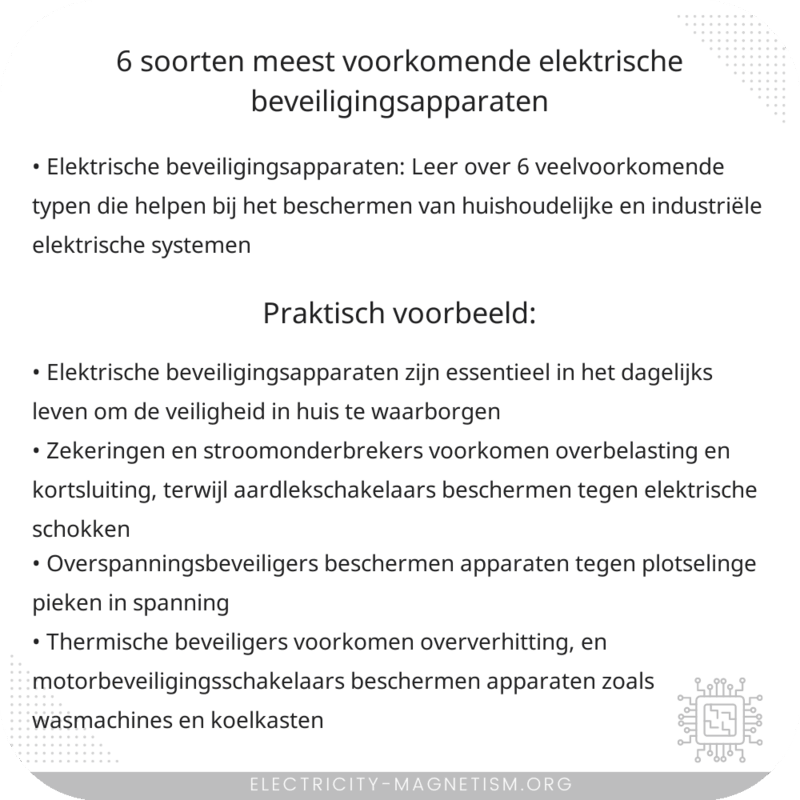 6 soorten meest voorkomende elektrische beveiligingsapparaten