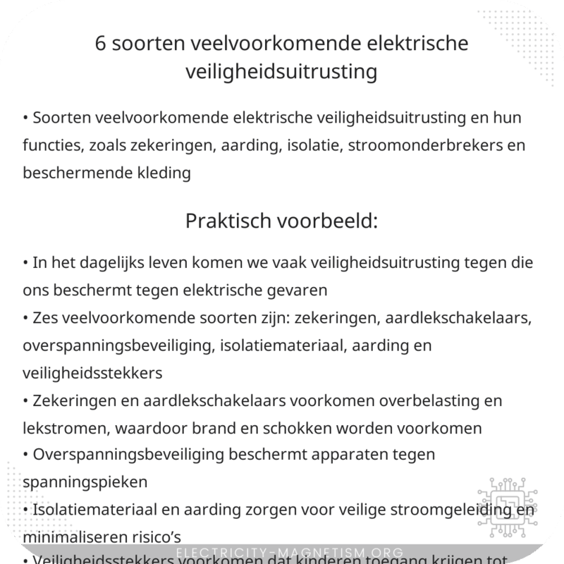6 Soorten Veelvoorkomende Elektrische Veiligheidsuitrusting