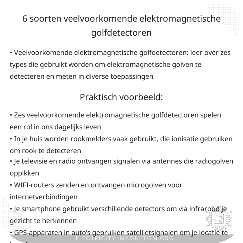 6 soorten veelvoorkomende elektromagnetische golfdetectoren
