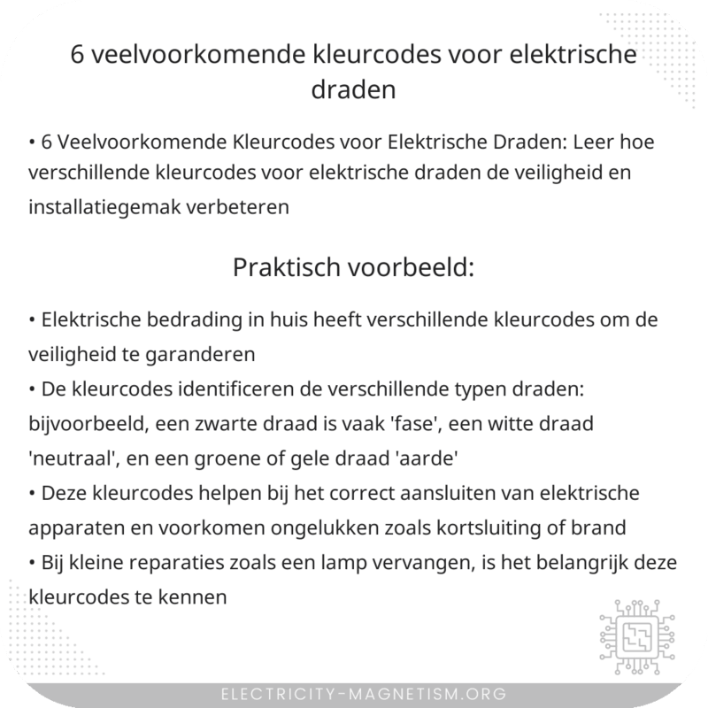 6 Veelvoorkomende Kleurcodes voor Elektrische Draden