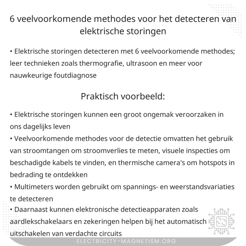 6 Veelvoorkomende Methodes voor het Detecteren van Elektrische Storingen