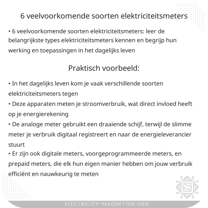6 veelvoorkomende soorten elektriciteitsmeters