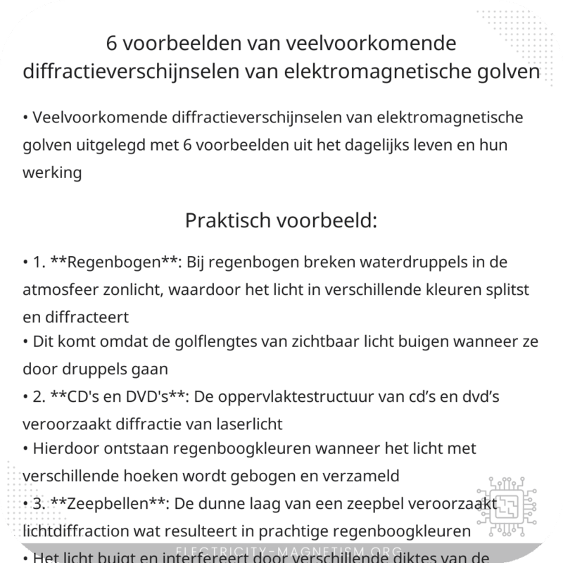 6 Voorbeelden van Veelvoorkomende Diffractieverschijnselen van Elektromagnetische Golven