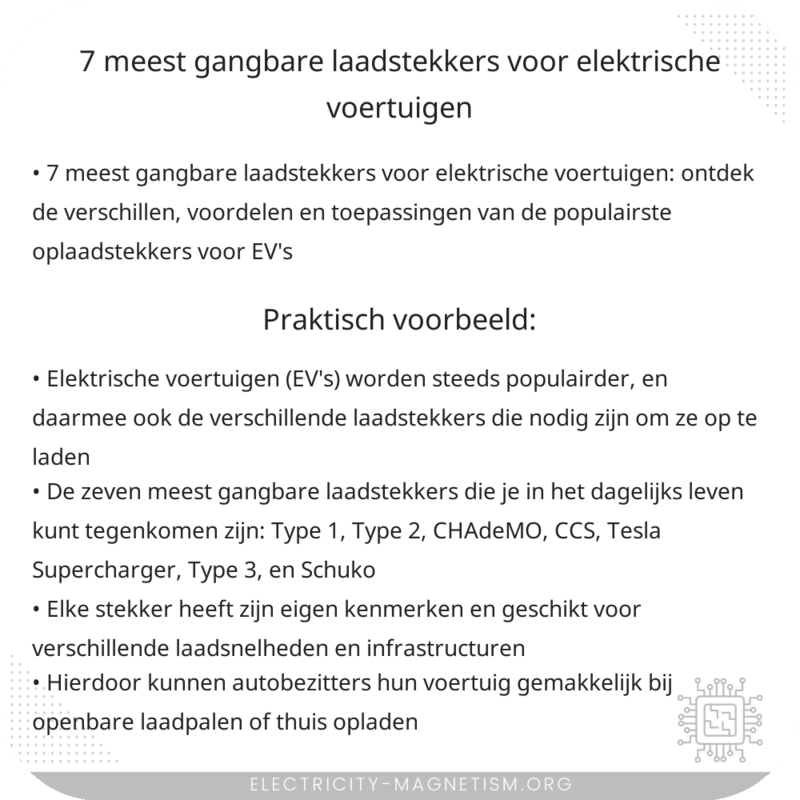 7 meest gangbare laadstekkers voor elektrische voertuigen