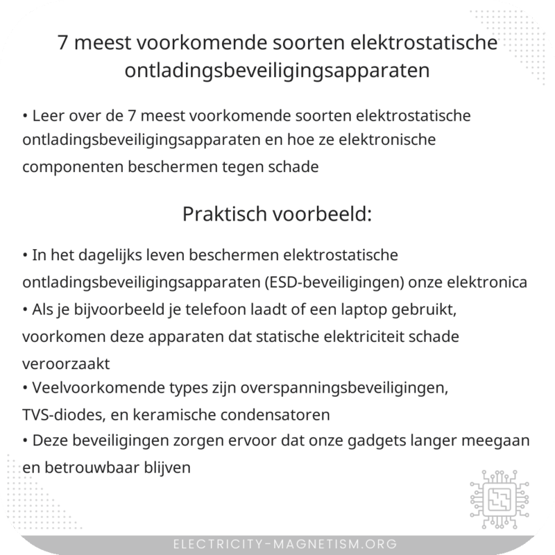 7 meest voorkomende soorten elektrostatische ontladingsbeveiligingsapparaten