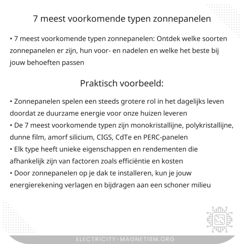 7 meest voorkomende typen zonnepanelen