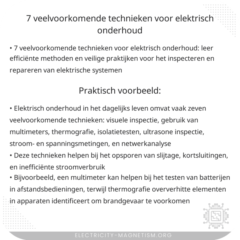 7 veelvoorkomende technieken voor elektrisch onderhoud