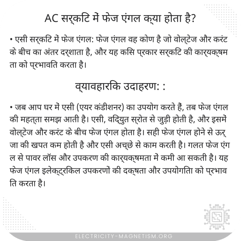 AC सर्किट में फेज एंगल क्या होता है?