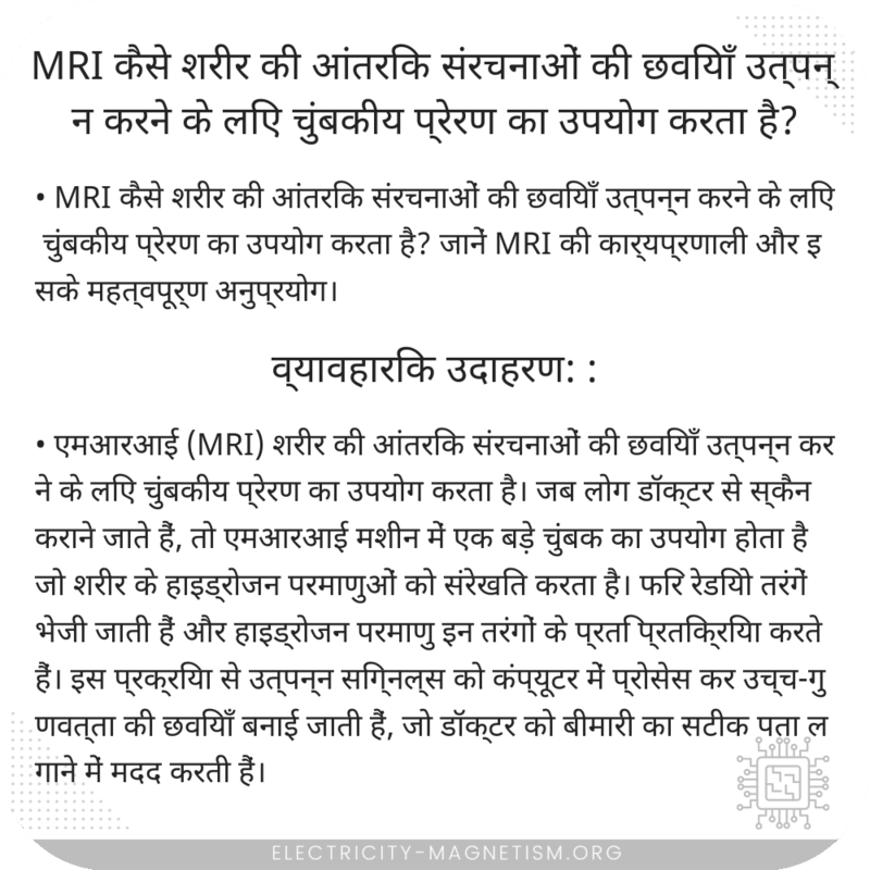 MRI कैसे शरीर की आंतरिक संरचनाओं की छवियाँ उत्पन्न करने के लिए चुंबकीय प्रेरण का उपयोग करता है?