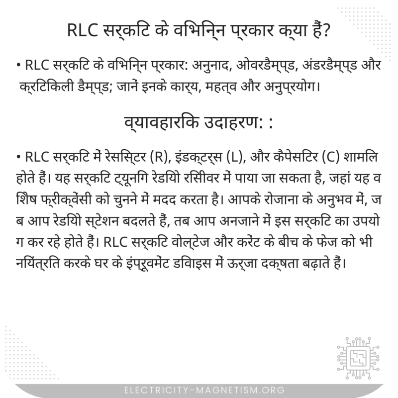 RLC सर्किट के विभिन्न प्रकार क्या हैं?