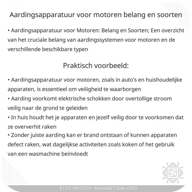 Aardingsapparatuur voor Motoren | Belang en Soorten