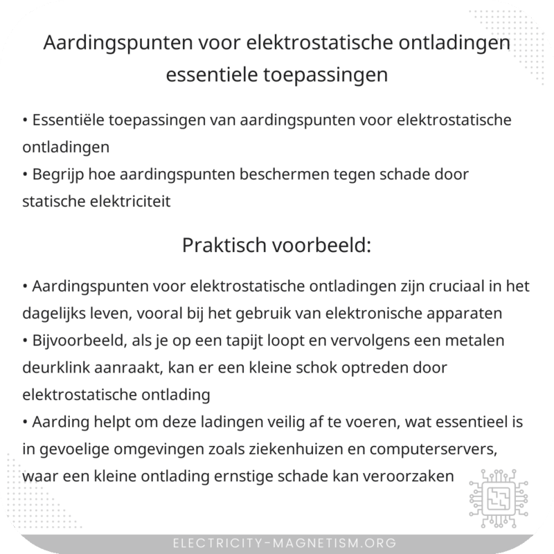 Aardingspunten voor elektrostatische ontladingen | Essentiële Toepassingen