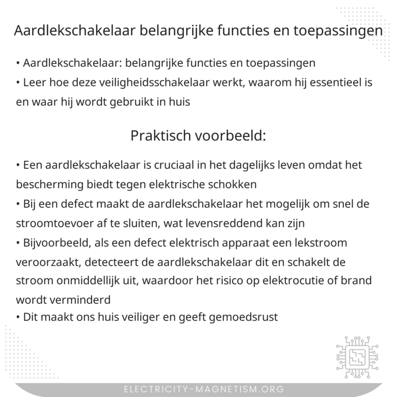 Aardlekschakelaar | Belangrijke Functies en Toepassingen