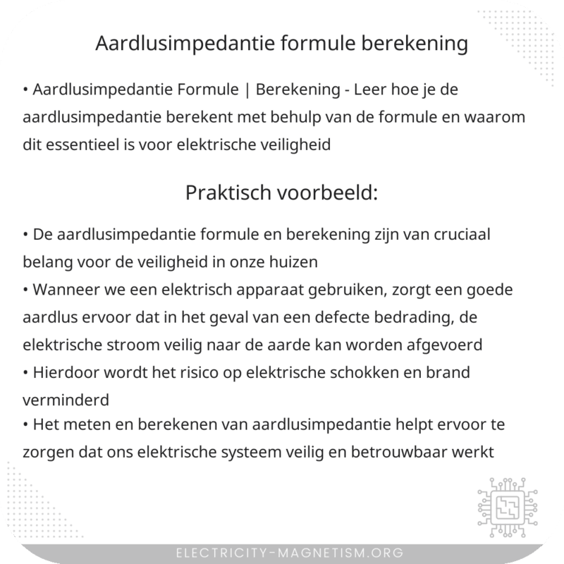 Aardlusimpedantie Formule | Berekening