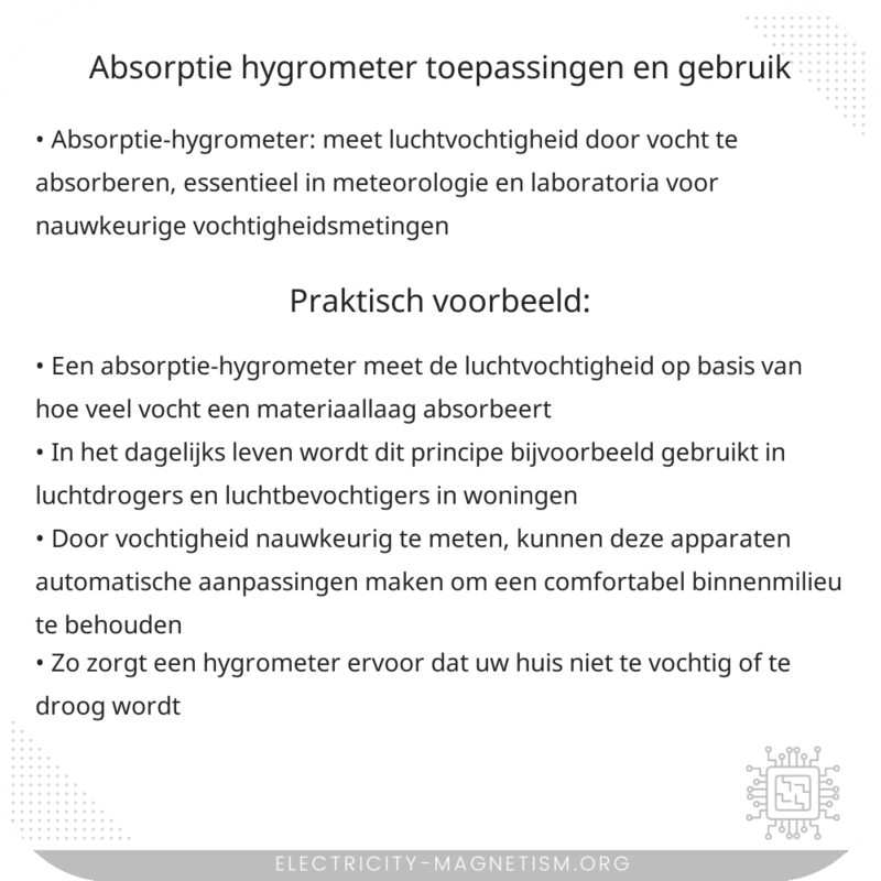 Absorptie-hygrometer | Toepassingen en Gebruik