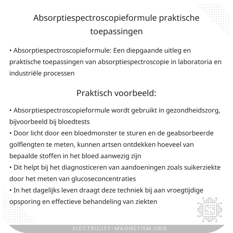 Absorptiespectroscopieformule | Praktische Toepassingen