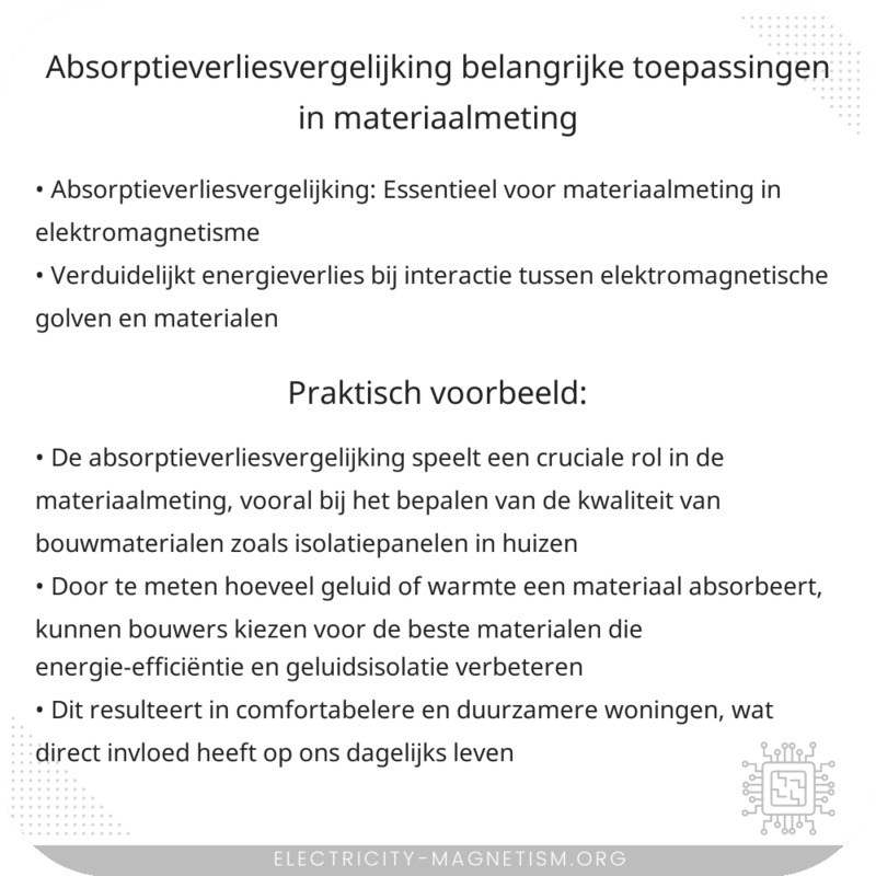 Absorptieverliesvergelijking | Belangrijke Toepassingen in Materiaalmeting