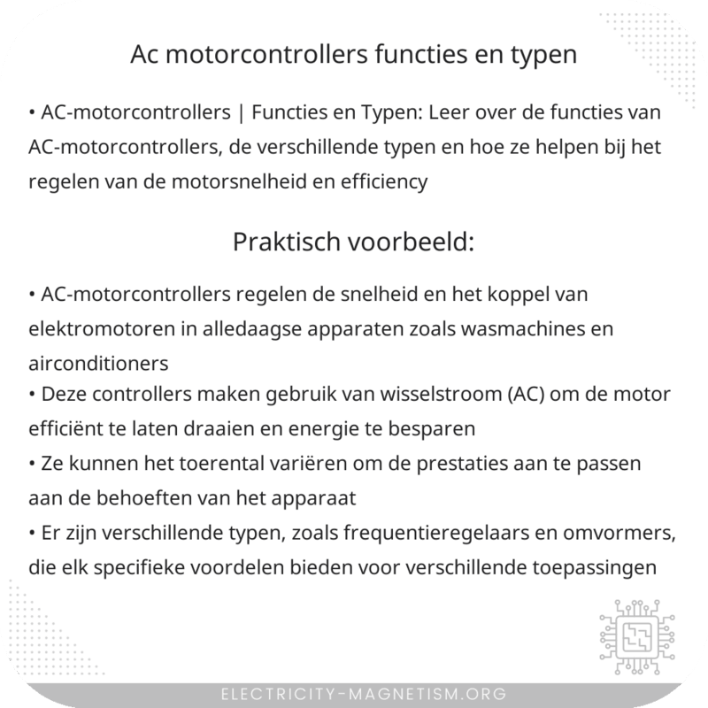 AC-motorcontrollers | Functies en Typen