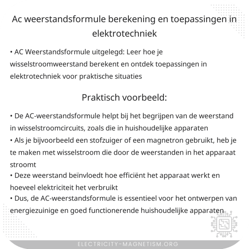 AC Weerstandsformule | Berekening en Toepassingen in Elektrotechniek