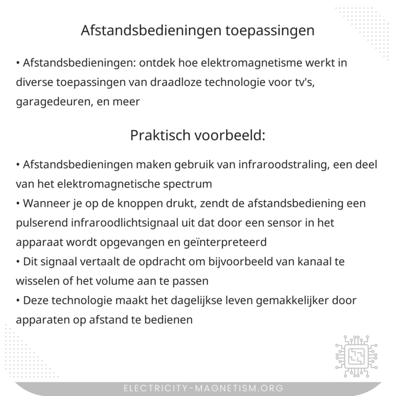 Afstandsbedieningen | Toepassingen