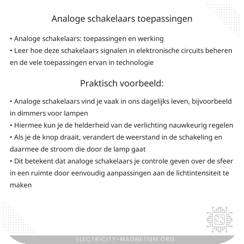 Analoge Schakelaars | Toepassingen