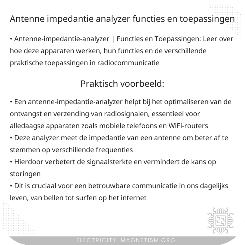 Antenne-impedantie-analyzer | Functies en Toepassingen