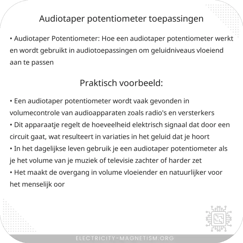 Audiotaper Potentiometer | Toepassingen