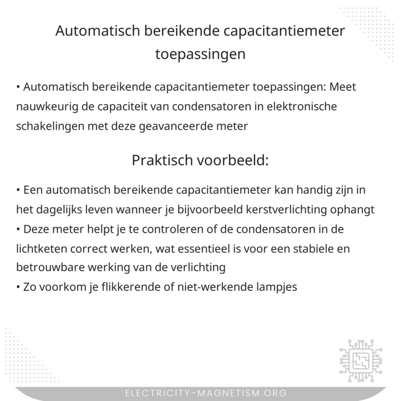 Automatisch Bereikende Capacitantiemeter | Toepassingen