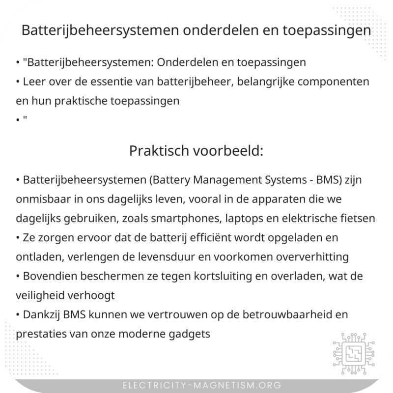 Batterijbeheersystemen | Onderdelen en Toepassingen