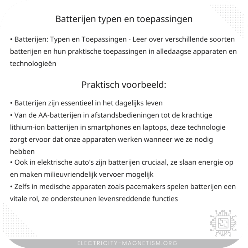 Batterijen | Typen en Toepassingen
